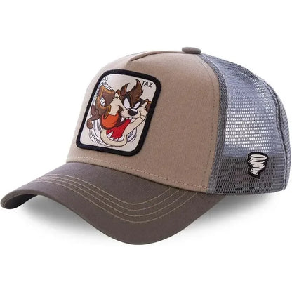 Unisex Anime Cartoon Cap Embroidered Patch Draw Baseball Cap Male Female Trucker Hat Mesh Hats Sun Hat