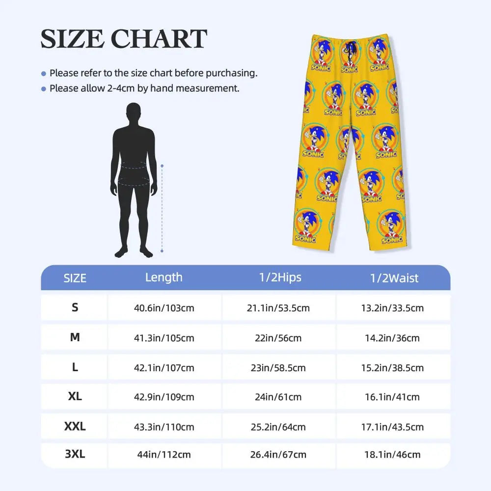 Custom Print Men's Soniced Pajama Pants Hedgehog Game Sleepwear Sleep Lounge Bottoms with Pockets