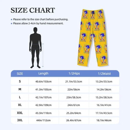 Custom Print Men's Soniced Pajama Pants Hedgehog Game Sleepwear Sleep Lounge Bottoms with Pockets