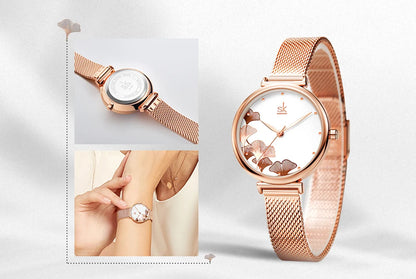 Shengke Originale Design Woman Watches Fashion Lucky Clover Fashion Women's Quartz Wristwatches Top Luxury Elengent Female Clock