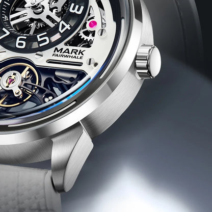 MARK FAIRWHALE Men's Automatic Watch Skeleton Dial Fluororubber Strap Waterproof Luxury Fashion Wristwatch