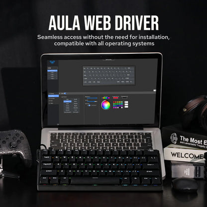 Teclado mecânico com fios AULA WIN60 HE/WIN60 HE MAX 60%, estrutura Tray-Mount, Hot-Swap e interruptores magnéticos de efeito Hall