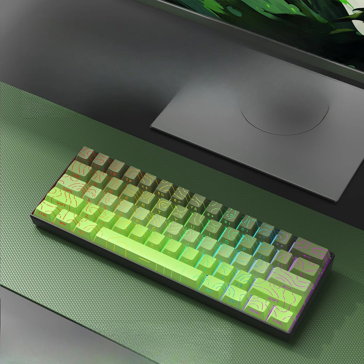 Wireless Gaming Mechanical Keyboard 60% RGB Bluetooth Keyboard, Triple Mode Wireless Mechanical Keyboard with 61 Keys, Compact RGB Gaming Keyboard for PC, Laptop & Tablet