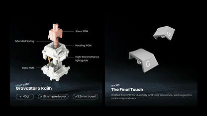 GravaStar Mercury K1 RGB Mechanical Keyboard Hot Swappable Gaming Keyboard Linear Switches RGB Wireless Gaming Keyboard