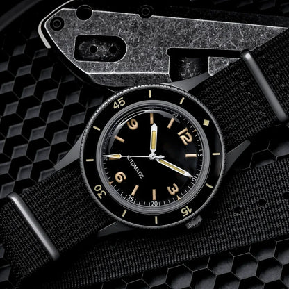 50-Fathoms Retro Black 40mm Double Domed Sapphire Automatic Miyota 8215 Movement Men Watch 20ATM Green Luminous Ceramic Bezel