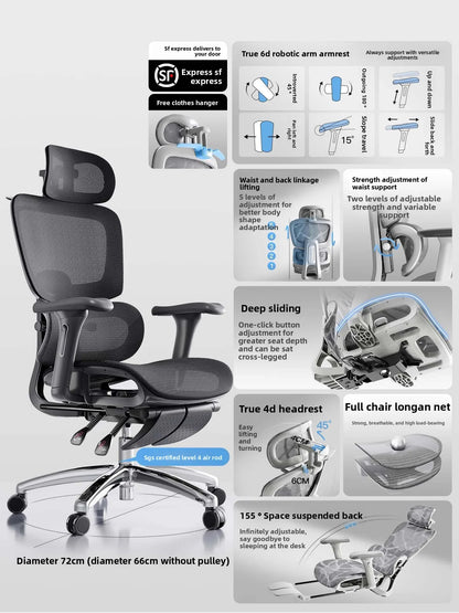 Ergonomic Office Chair with Lumbar Support, Adjustable Height Gaming Chair, Comfortable Computer Chair with Swivel Recliner Design for Home & Office
