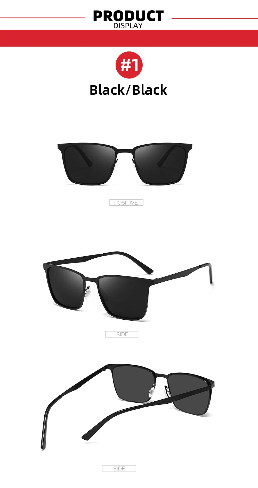 Men’s Retro Rectangular Polarized Sunglasses VIVIBEE, Matte Black UV400 Eyewear, Women Stylish Outdoor Driving Glasses