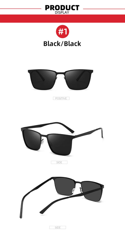 Men’s Retro Rectangular Polarized Sunglasses VIVIBEE, Matte Black UV400 Eyewear, Women Stylish Outdoor Driving Glasses
