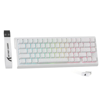 Teclado Gaming ATTACK SHARK X68PRO HE sem fios com Rapid Trigger, atuação ajustável, Hot-Swap, retroiluminação RGB, BT/2.4GHz/com fios
