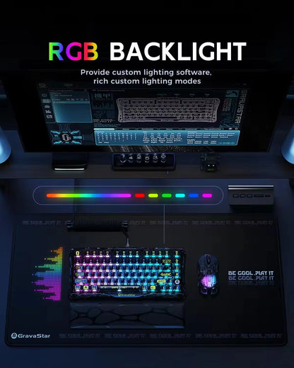 GravaStar Mercury K1 lite Transparent Black Gaming Keyboard, 100% original,Gasket Hot Swappable Mechanical Keyboard,RGB Keyboard