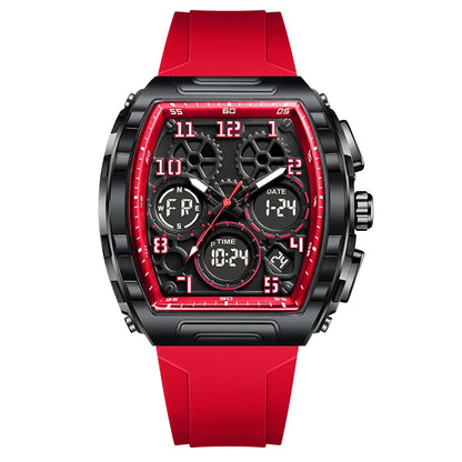 FOXBOX Men Watch Luminous White Silicone Waterproof Quartz Watch For Men Fashion Analog Digital Alarm Chronograph Montre Homme