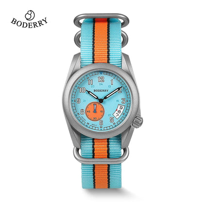 Boderry Field Watch Titanium Quartz Watches VOYAGER 38 Mens 100M Waterproof Clock Military Sport Luminous Business Wristwatch
