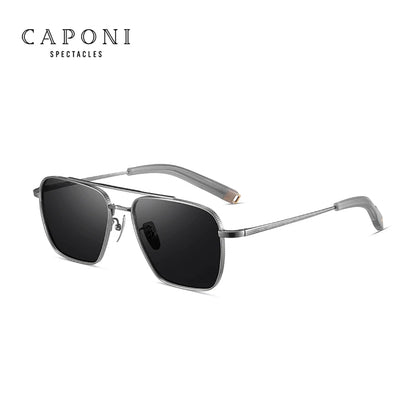 CAPONI Polarized Men Sunglasses Seiko Pure Titanium Photochromic Outdoor Driving Shades UV400 Original Brand Sun Glasses BS50004