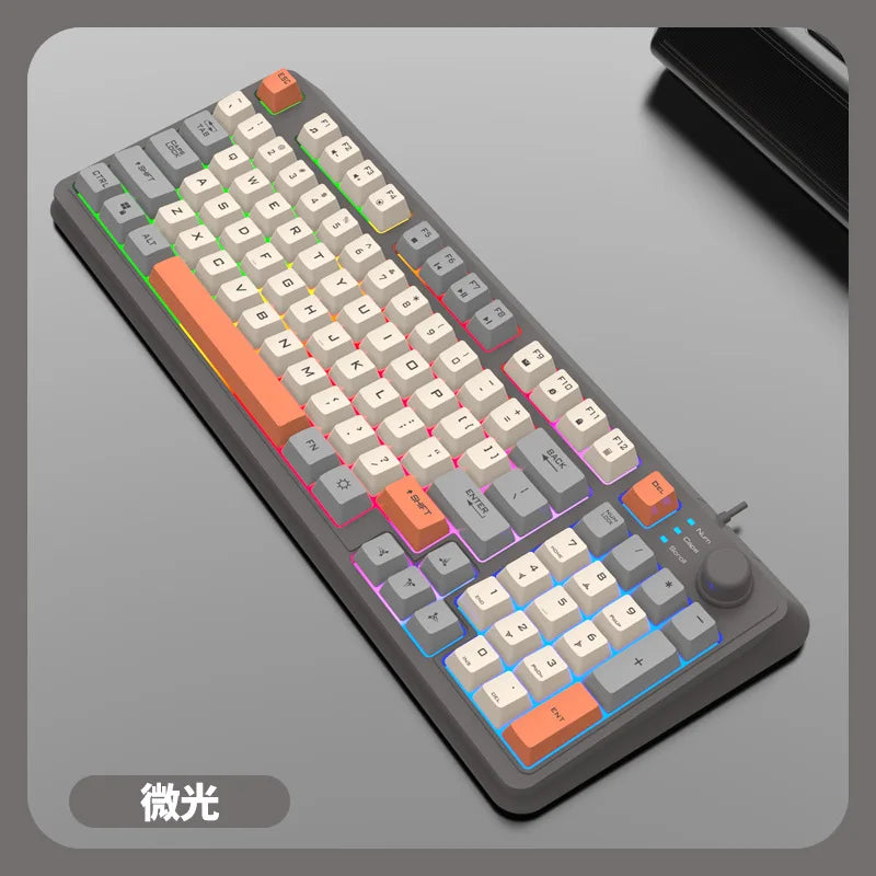K81 Gaming Keyboard 81-Key 80% Wired RGB Gaming Keyboard with Volume Knob, Ergonomic USB Gaming Keyboard for PC, Laptop, Mac & Multi-Language Layouts