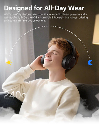 QCY H3S -56dB Adaptive ANC Over Ear Bluetooth 6.0 Headphones – Hi-Res LDAC Wireless Headset, 102H Battery, Dual Driver Spatial Sound