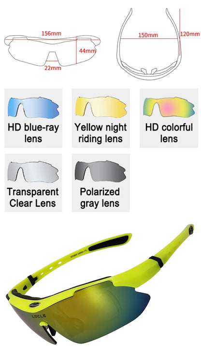 LOCLE Cycling Glasses UV400 Polarized Cycling Sunglasses Men Road MTB Bike Bicycle Glasses Fishing Riding Goggle Cycling Eyewear