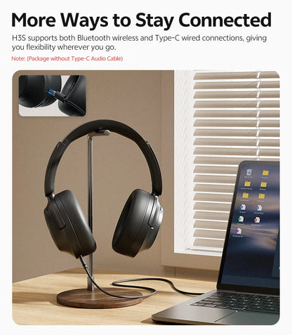 QCY H3S -56dB Adaptive ANC Over Ear Bluetooth 6.0 Headphones – Hi-Res LDAC Wireless Headset, 102H Battery, Dual Driver Spatial Sound
