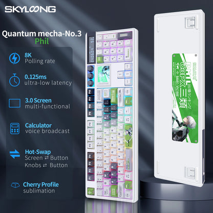 SKYLOONG GK104 Pro Wireless Mechanical Keyboard, 104-Key Custom Hot-Swappable RGB Gaming Keyboard with LCD Screen, Triple Mode Bluetooth/2.4G/USB-C Mechanical Keyboard