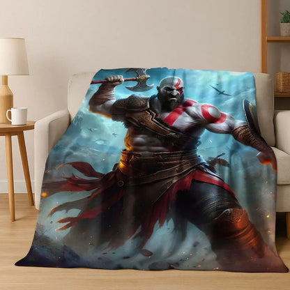 Classics God of War Kratos 3A Game Gamer Flannel Blanket,Warm and Cozy Soft Throw Blanket for Home Bedroom Bed Sofa Kid Gift