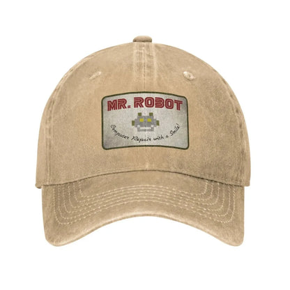 Șepci de baseball personalizate pentru bărbați, cu imprimeu anime „Computer with Sourires”, „Mr Robot”, stil retro cowboy, spălate, din denim, pălărie de soare, șapcă hip-hop