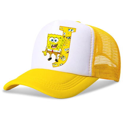 New Spongebob Children Baseball Caps Kawaii Cartoon Letter Printed Hat Kids Casual Sun Hat Adjustable Peaked Cap Birthday Gifts