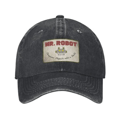 Șepci de baseball personalizate pentru bărbați, cu imprimeu anime „Computer with Sourires”, „Mr Robot”, stil retro cowboy, spălate, din denim, pălărie de soare, șapcă hip-hop