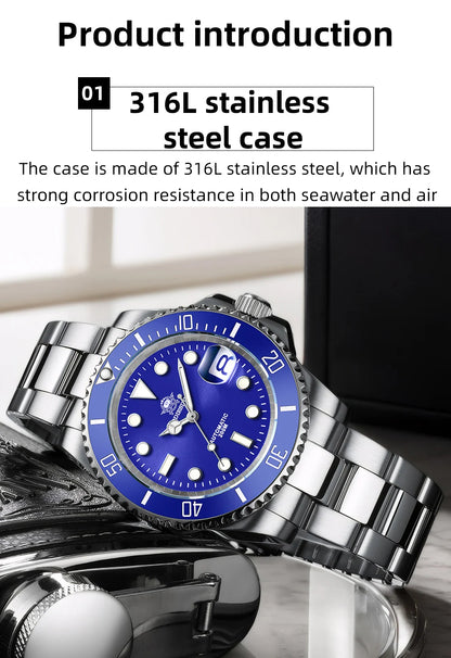 ADDIESDIVE Luxus-Automatikuhr für Herren 8215 Mechanische Uhr BGW9 Leuchtend Saphirglas Taucheruhr für Herren Analoguhr AD2503