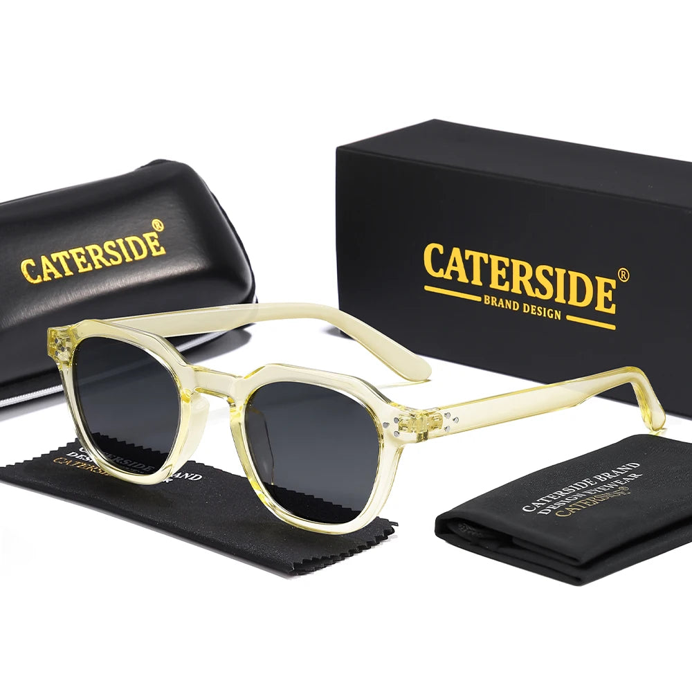 CATERSIDE Retro Polarized Sunglasses Men Ultralight TR90 Frame Polygon Women Sun Glasses Outdoor High Quality Travel  Eyewear