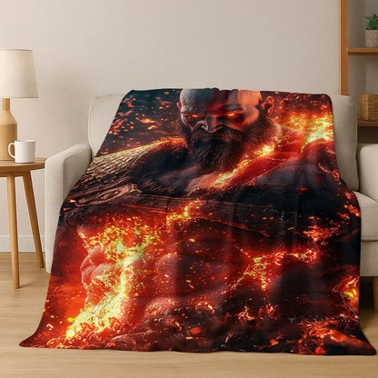 3A Classics God of War Kratos Game Gamer Flannel Blanket,Warm and Cozy Soft Throw Blanket for Home Bedroom Bed Sofa Kid Gift