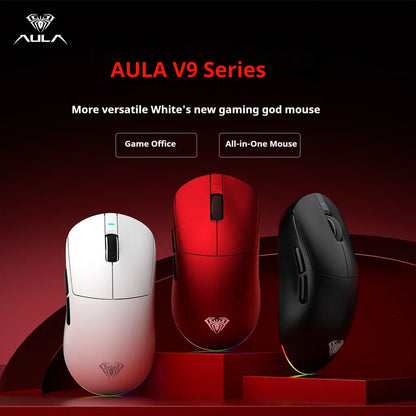 Aula V9 Ultra Kabellose E-Sports-Gaming-Maus Double 8k 3mode PAW 3950 8k 55g Leichte ergonomische Maus – individuelles PC-Zubehör