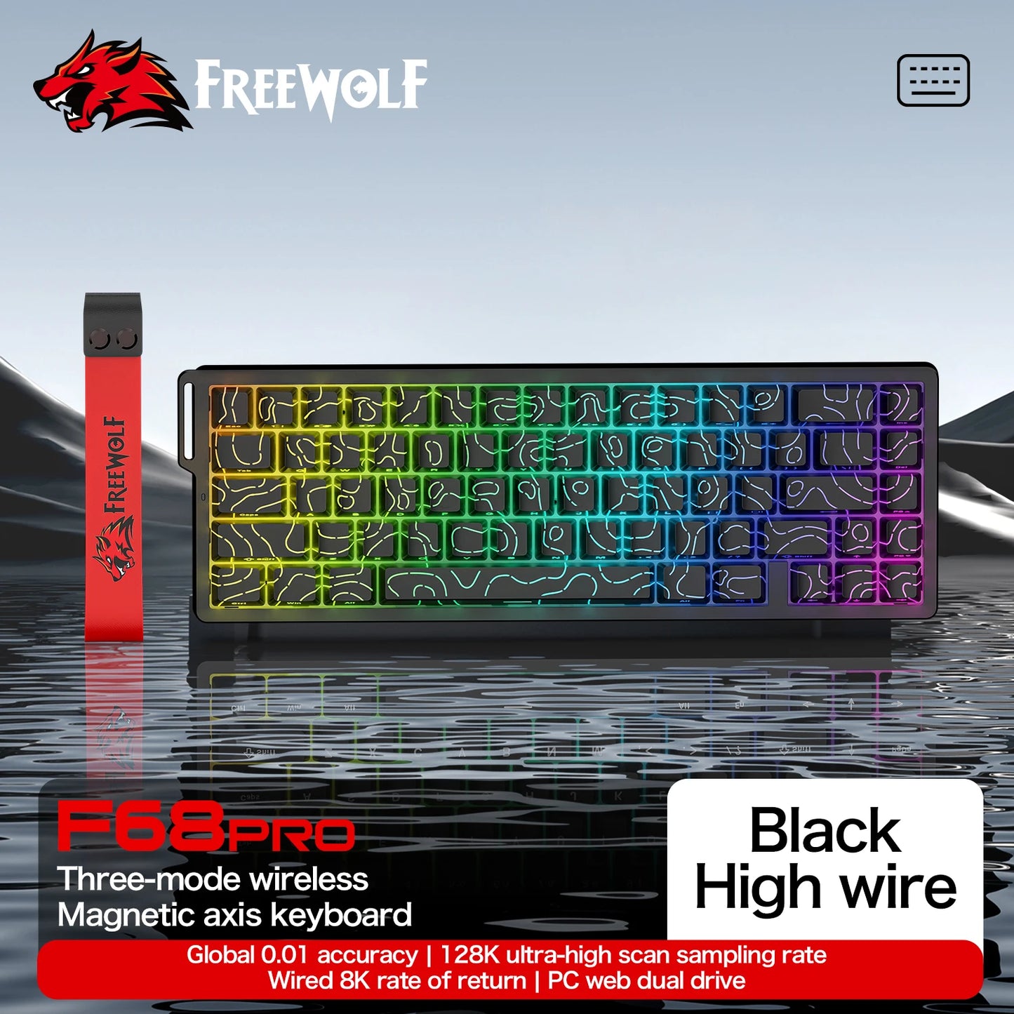 Magnetic Switch Gaming Keyboard Attack Shark X68HE And FreeWolf F68/F68Pro 8K Wired 1K Wireless RGB Rapid Trigger Hall Effect