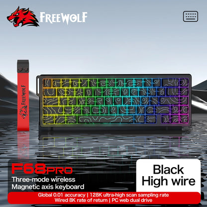 Magnetic Switch Gaming Keyboard Attack Shark X68HE And FreeWolf F68/F68Pro 8K Wired 1K Wireless RGB Rapid Trigger Hall Effect