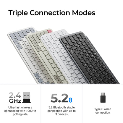 Teclado sem fios ultrafino Keychron B6 Pro com layout ISO, tamanho completo, portátil e leve, ligações 2.4GHz e Bluetooth