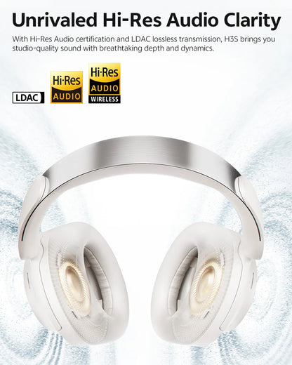 QCY H3S -56dB Adaptive ANC Over Ear Bluetooth 6.0 Headphones – Hi-Res LDAC Wireless Headset, 102H Battery, Dual Driver Spatial Sound