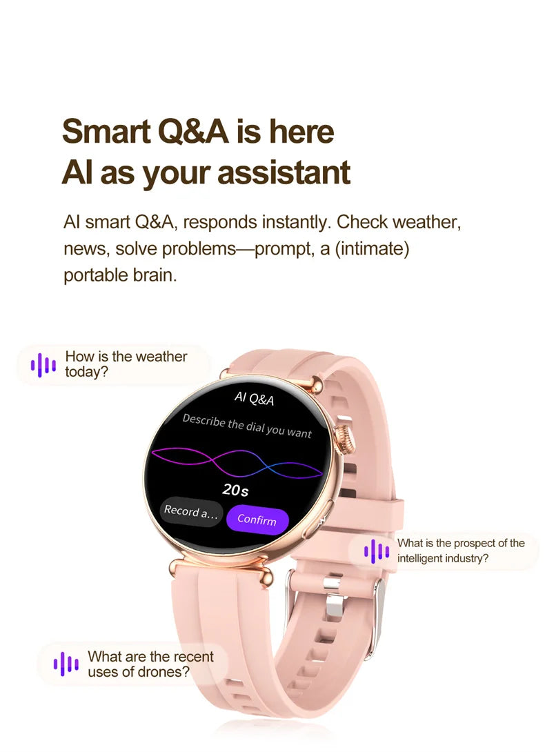 New 1.32inch Smart Watch For Women Health ECG Health Lady Watches Full Touch Screen Call Custom Dial Diamond Strap Smartwatch