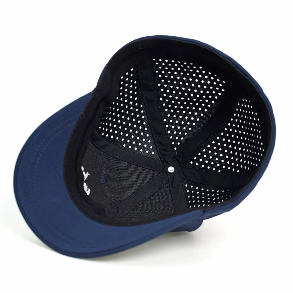 Hálós, rövid karimájú, hátul zárt baseball sapka férfiaknak és nőknek, lélegző, snapback sapka, testre szabott „dad hat”, állítható, egyszínű, trucker stílusú