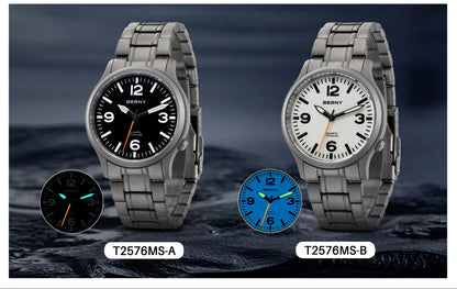 BERNY Full Titanium Men Watch Super Luminous Sports Quartz Watches Lightweight and Comfortable 5ATM Easy Read Wristwatch