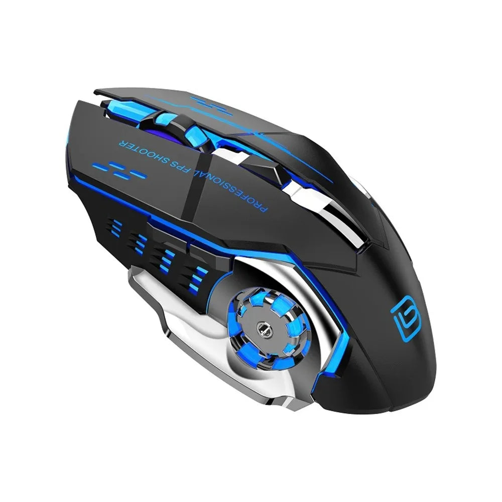 Dobíjecí bezdrátová herní myš pro počítač, tichá Bluetooth myš USB, mechanická e-sportovní podsvícená PC Gamer myš pro počítač