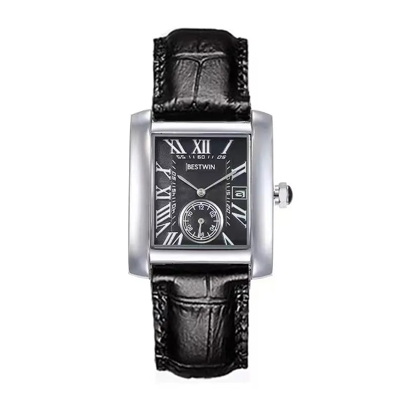 Luxury Men's Watch Men's Gold White Roman Digital Quartz Watch Metal Strap Rectangle Classic Brand Watch Business Men's Clock
