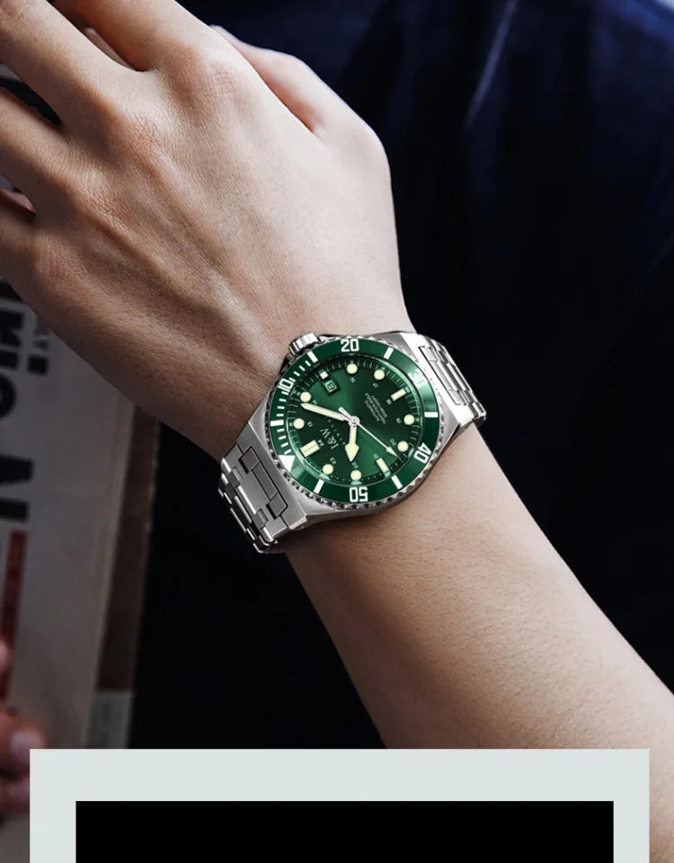 IW Luxury Brand Automatic Mechanical Sports Diving Watch Red Blue Bezel Steel Sapphire Luxury Men's Watches 300M Waterproof