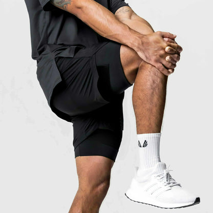 Dragon Ball Men's Double Shorts Vegeta Japanese Anime Summer Fake Two-piece Sports Shorts 2-in-1 Harajuku Y2K Fitness Pants