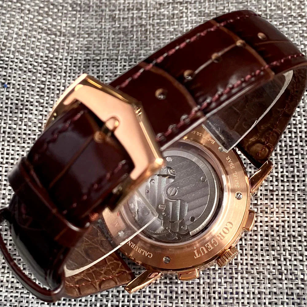 Orologio automatico da uomo Multification con data, giorno, mese e anno, orologio meccanico da uomo in 316L, cassa lucidata, indicatore giorno/notte, 42mm