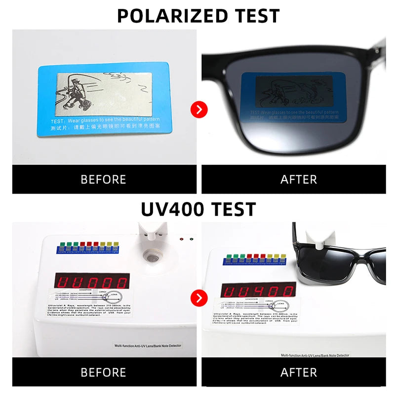 Classic Black Square Polarized Sunglasses Men Fashion Mirror Blue Sun Glasses Unisex Vintage Anti Glare Driving Shades UV400