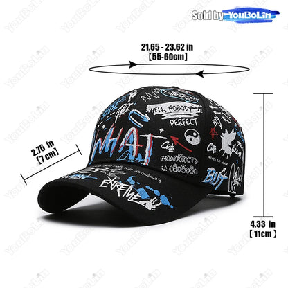Graffiti Baseball Cap for Men Women – Cotton Adjustable Hat Street Style Snapback