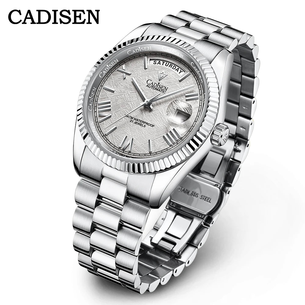 NEW 2025 CADISEN Men's Mechanical Watches Luxury Meteorite Dial Automatic Watch For Men Week 100M Japan MIYOTA 8285 Clock Man