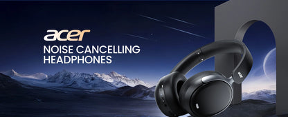 Acer OHR516 ANC Wireless Headphones Noise Cancelling Hi-Res Bluetooth Headset with 40mm Driver, Spatial Audio Over Ear Headphones with Mic