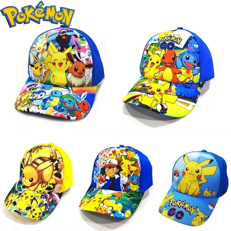 Czapka baseballowa z nadrukiem Pikachu z anime „Pokémon Go”, wykonana z poliestru, z daszkiem w stylu kreskówkowym, do przebierania się dla dzieci, jako dekoracja lub prezent urodzinowy