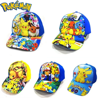Czapka baseballowa z nadrukiem Pikachu z anime „Pokémon Go”, wykonana z poliestru, z daszkiem w stylu kreskówkowym, do przebierania się dla dzieci, jako dekoracja lub prezent urodzinowy