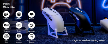 EPOMAKER Click Lite kabelgebundene/BT/2.4GHz kabellose Gaming-Maus mit PAW3311-Sensor, 800 bis 24000 DPI und 500mAh Akku für PC/Mac/Linux