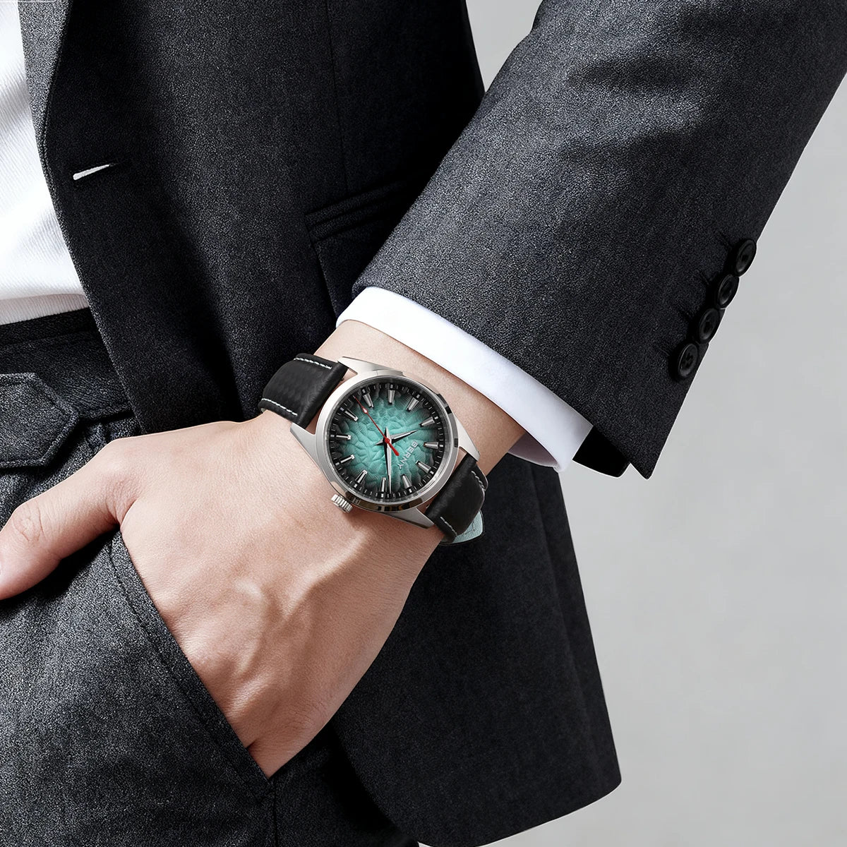 BERNY Men's Watch 10ATM Sapphire Luminous Fashion Quart Watches Full Stainless Steel Classic Dress Business Wristwatch